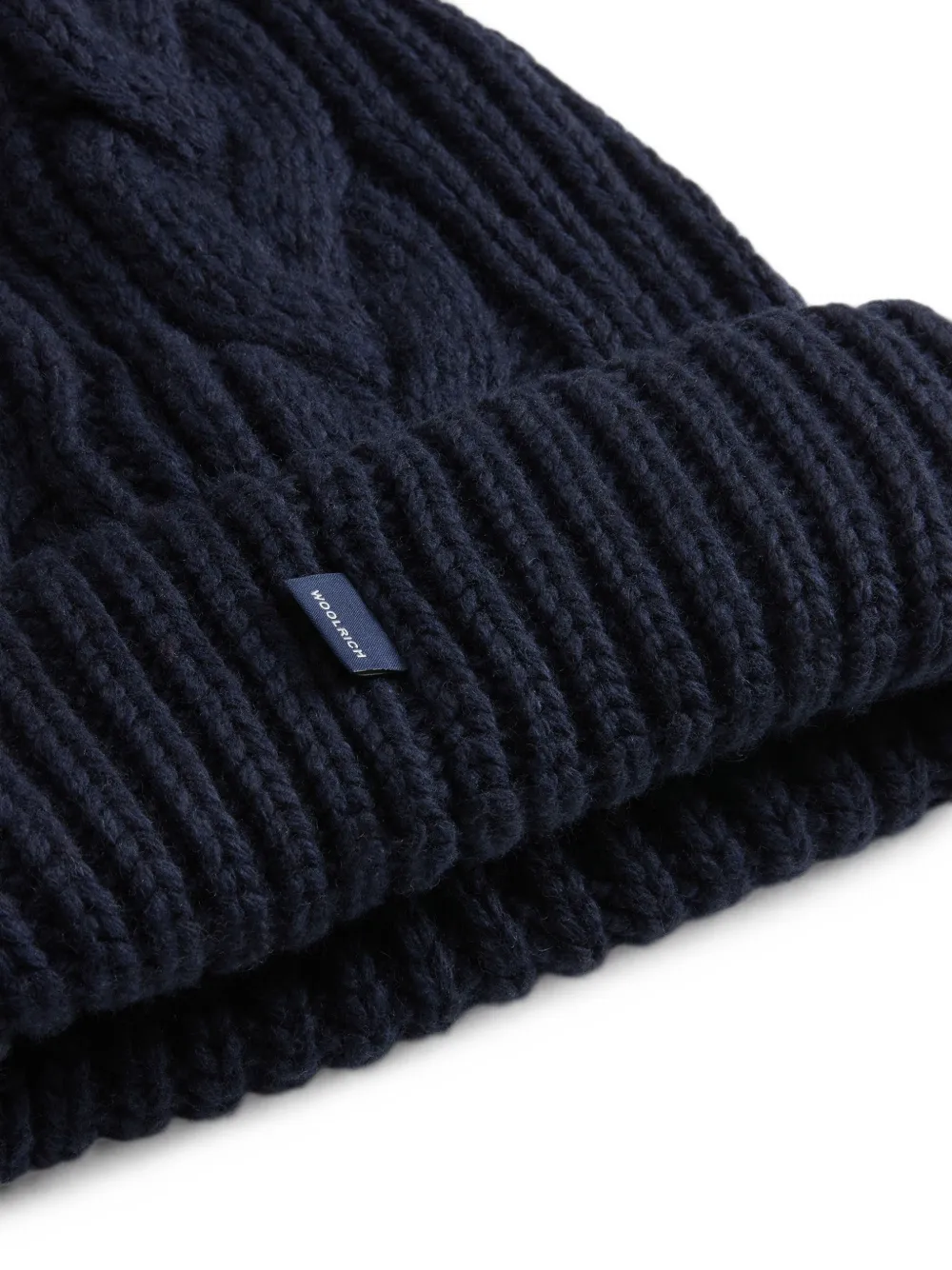 Woolrich cable-knit ribbed-trim beanie hat Blauw