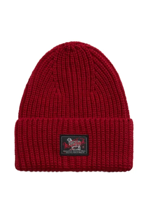 Woolrich Gorro de tricô canelado com patch de logo