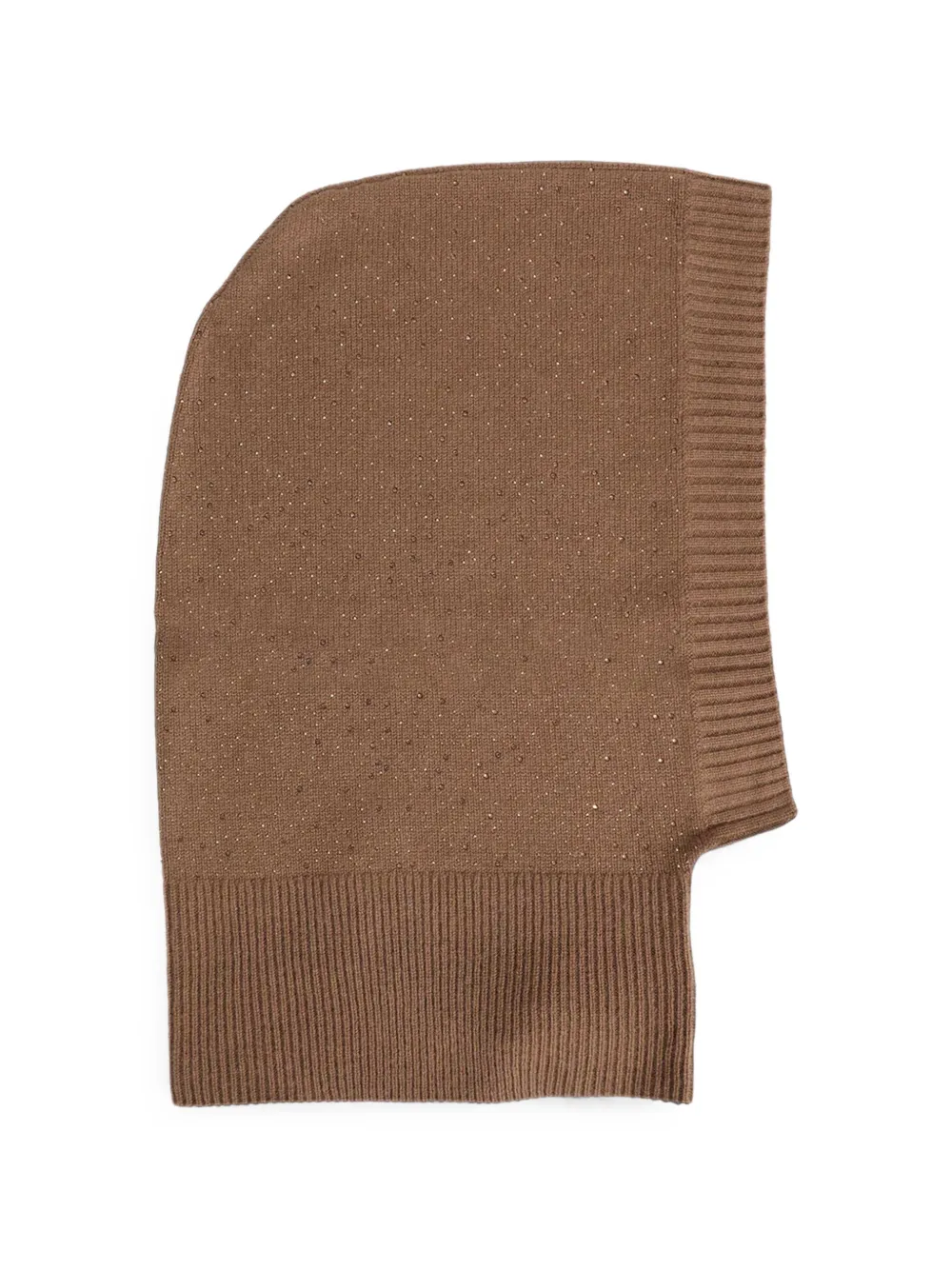 Max Mara crystal-embellished ribbed-knit hat - Marrone