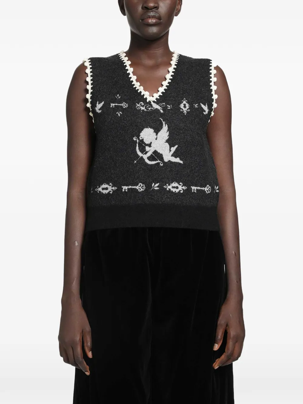 Renli Su Angel scalloped-trim vest