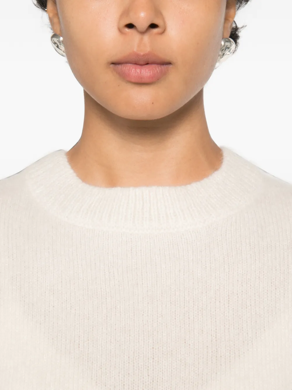 Allude Gebreide trui met ronde hals en korte mouwen Beige