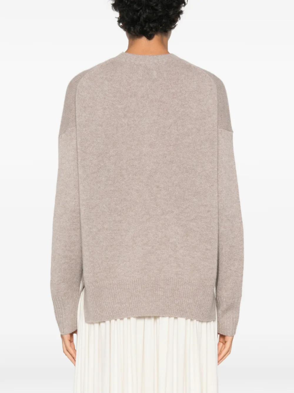 Allude Ribgebreide trui met ronde hals Beige