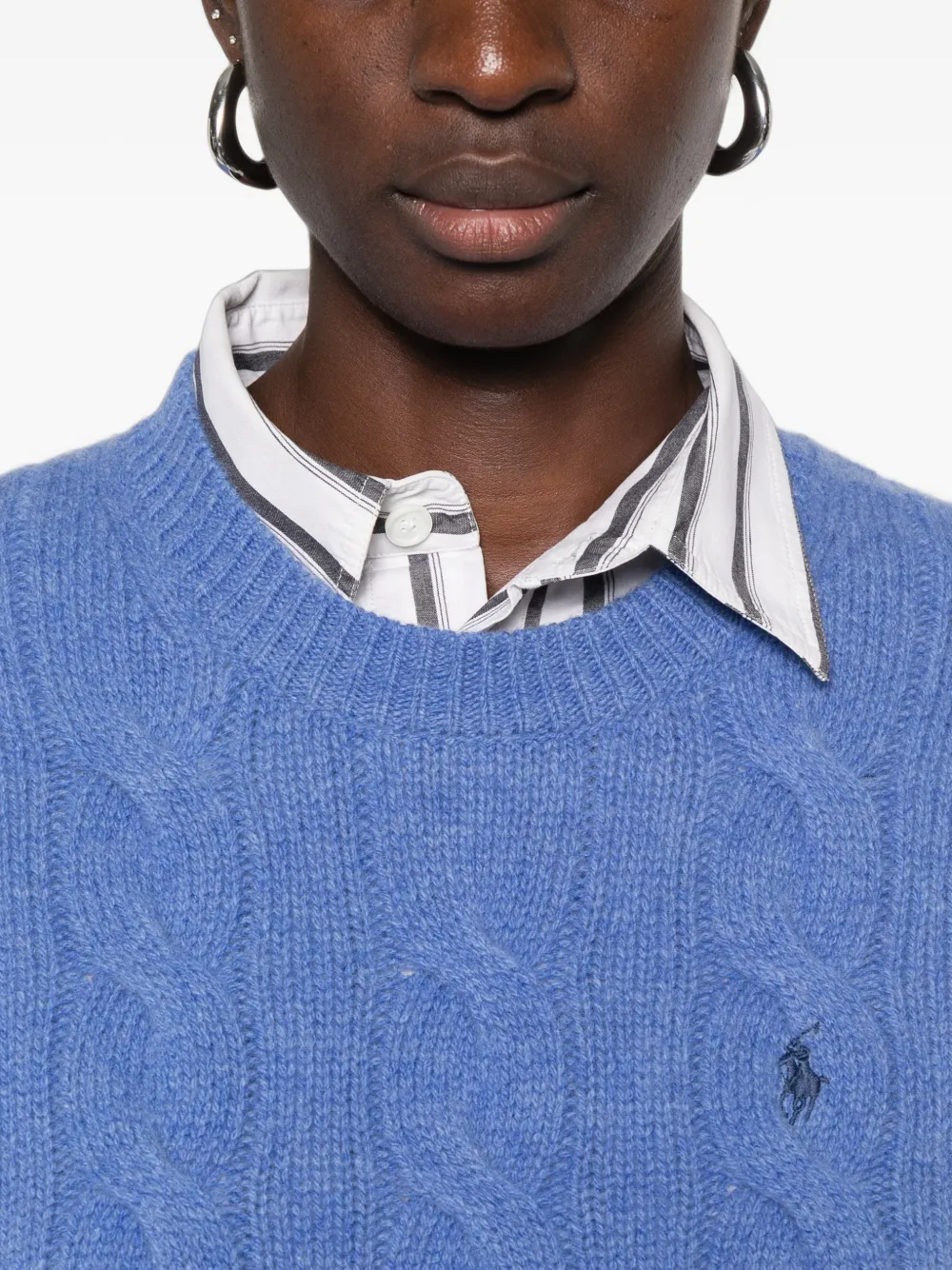 Polo Ralph Lauren Kabelgebreide trui met geborduurd logo Blauw