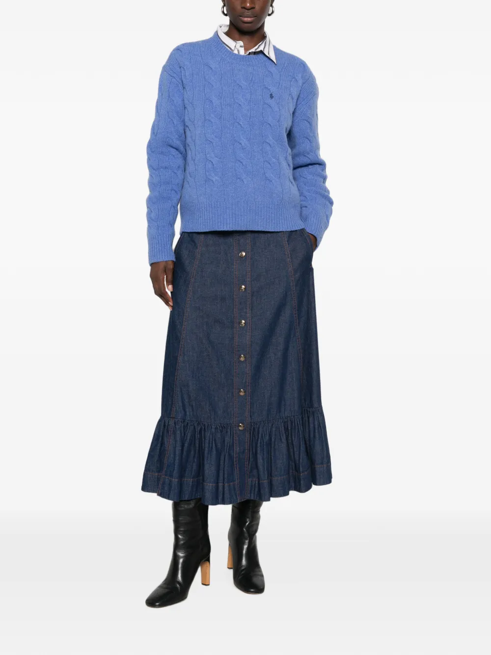 Polo Ralph Lauren Kabelgebreide trui met geborduurd logo Blauw