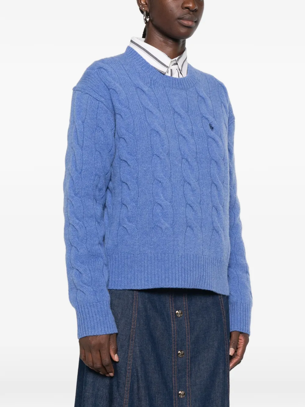 Polo Ralph Lauren Kabelgebreide trui met geborduurd logo Blauw