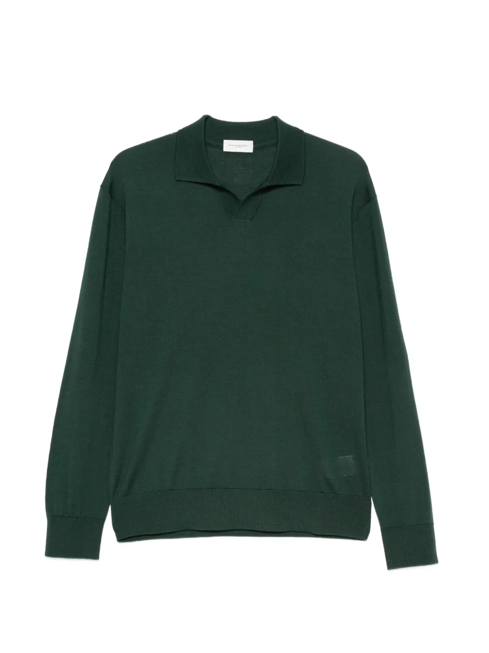 Paolo Pecora long-sleeved wool polo shirt - Verde