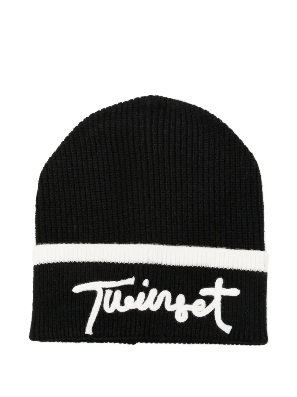 TWINSET Kids Berretto con logo ricamato - Nero
