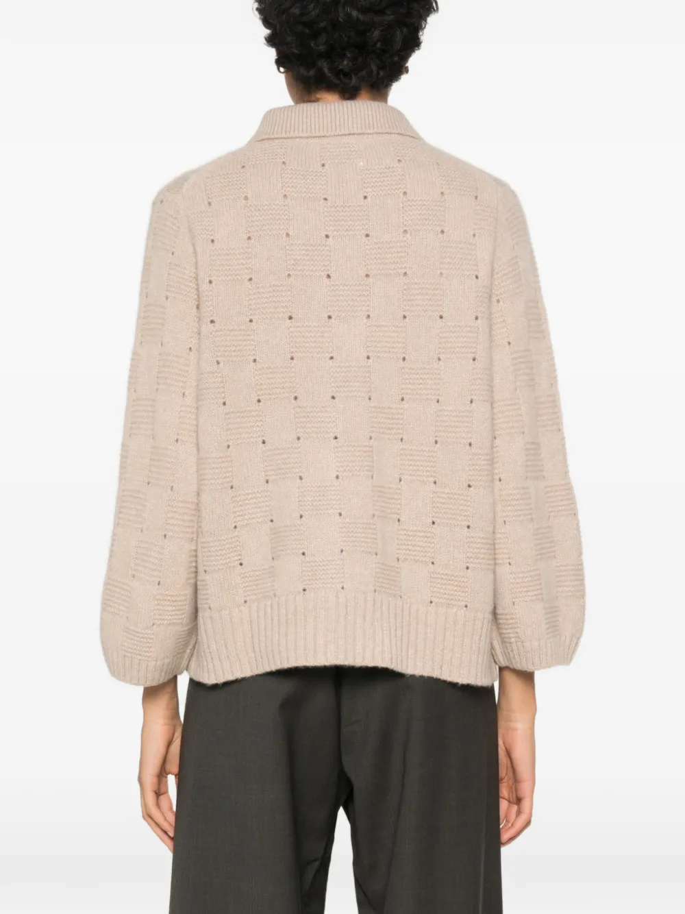 Allude Geruit vest met knopen Beige