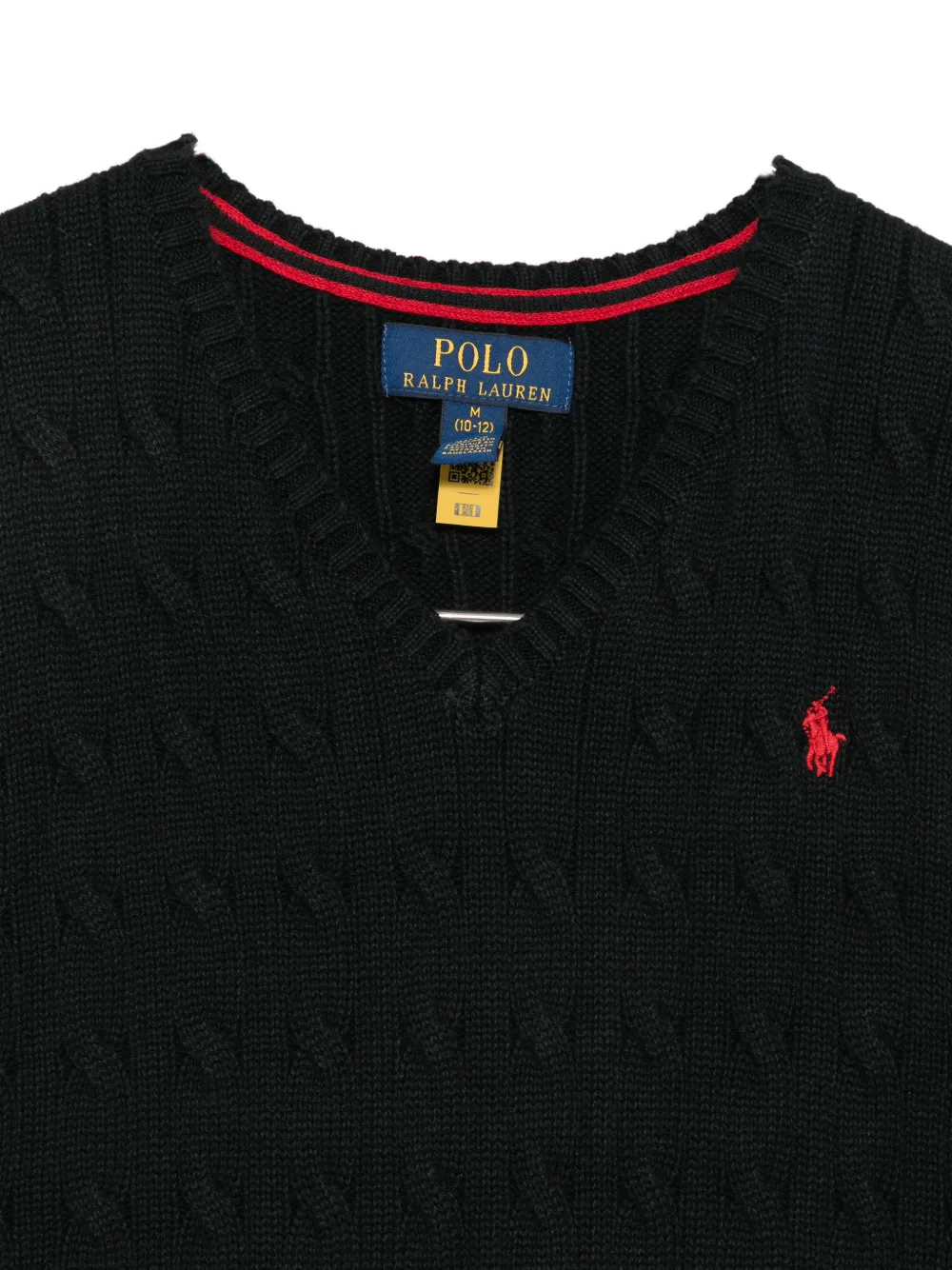 POLO RALPH LAUREN KIDS Kabelgebreide spencer met V-hals Zwart