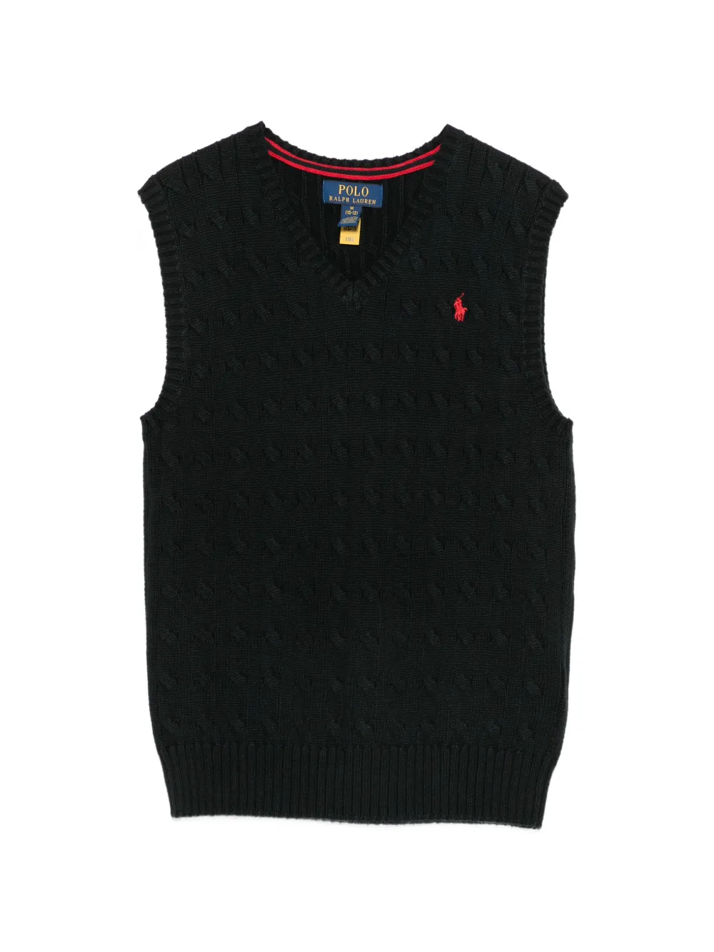 POLO RALPH LAUREN KIDS Gilet in maglia con scollo a V - Nero
