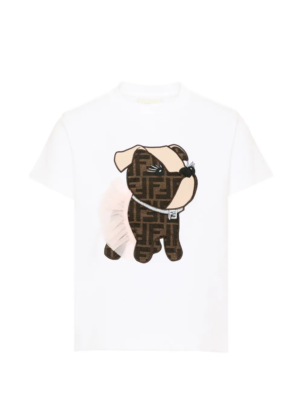 Fendi Kids Itina-embroidery T-shirt Wit