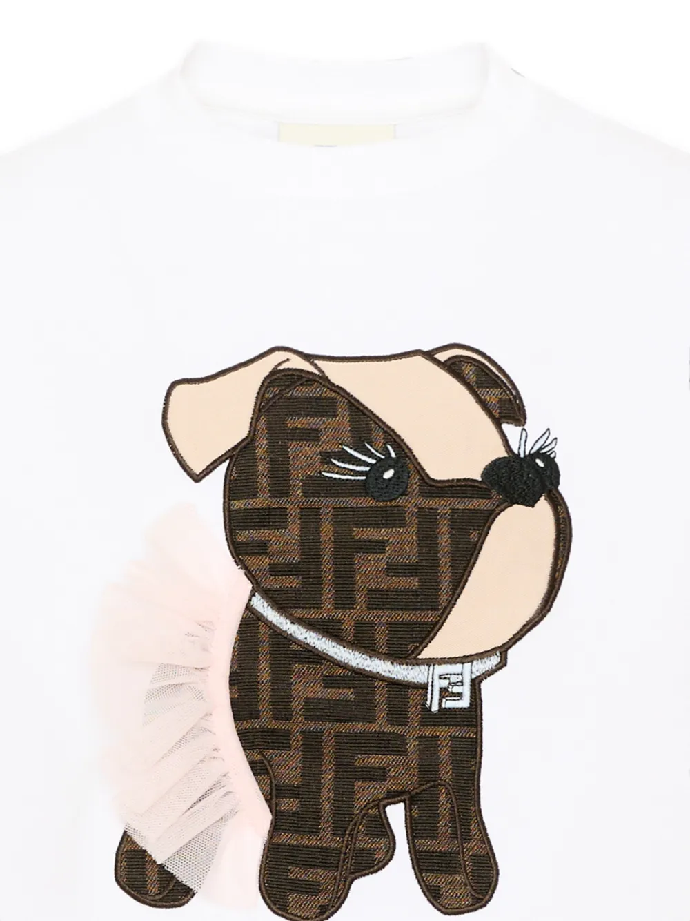 Fendi Kids Itina-embroidery T-shirt Wit