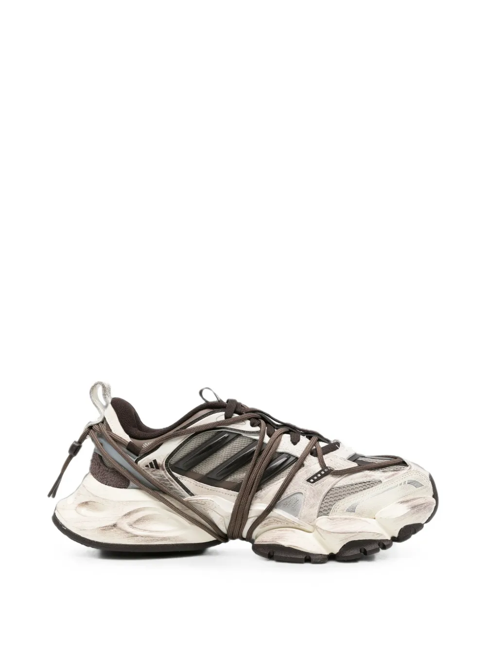 Adidas Originals Xlg Runner Deluxe 2.0 Distressed Panelled Sneakers In Neutrals