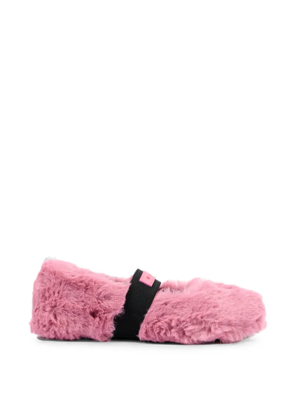 Marni Kids faux-fur elasticated-strap ballet flats Roze