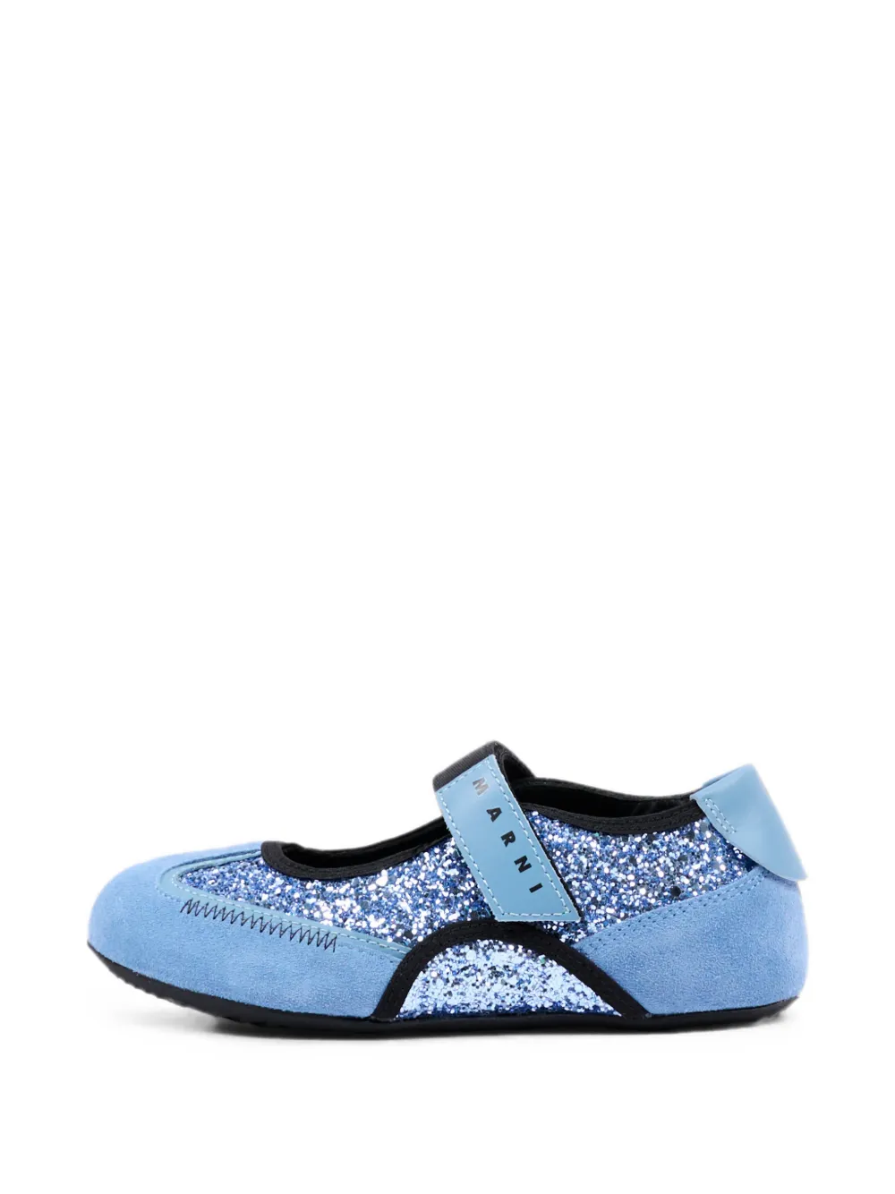 Marni Kids glitter-detail touch-strap ballet flats Blauw