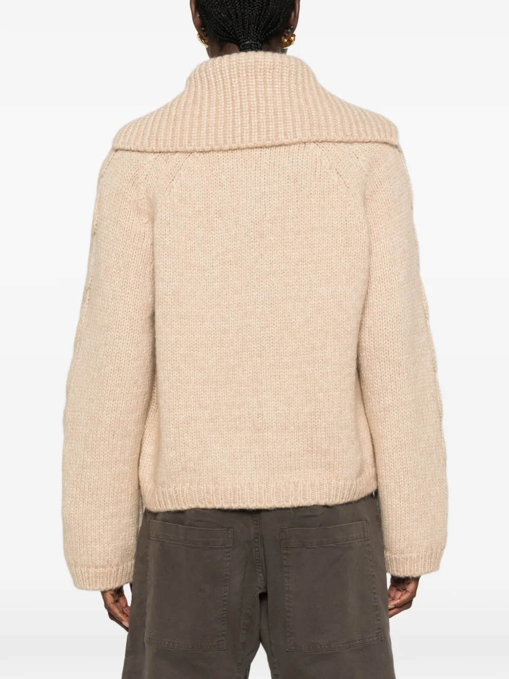 Moncler Kabelgebreide trui met rits Beige