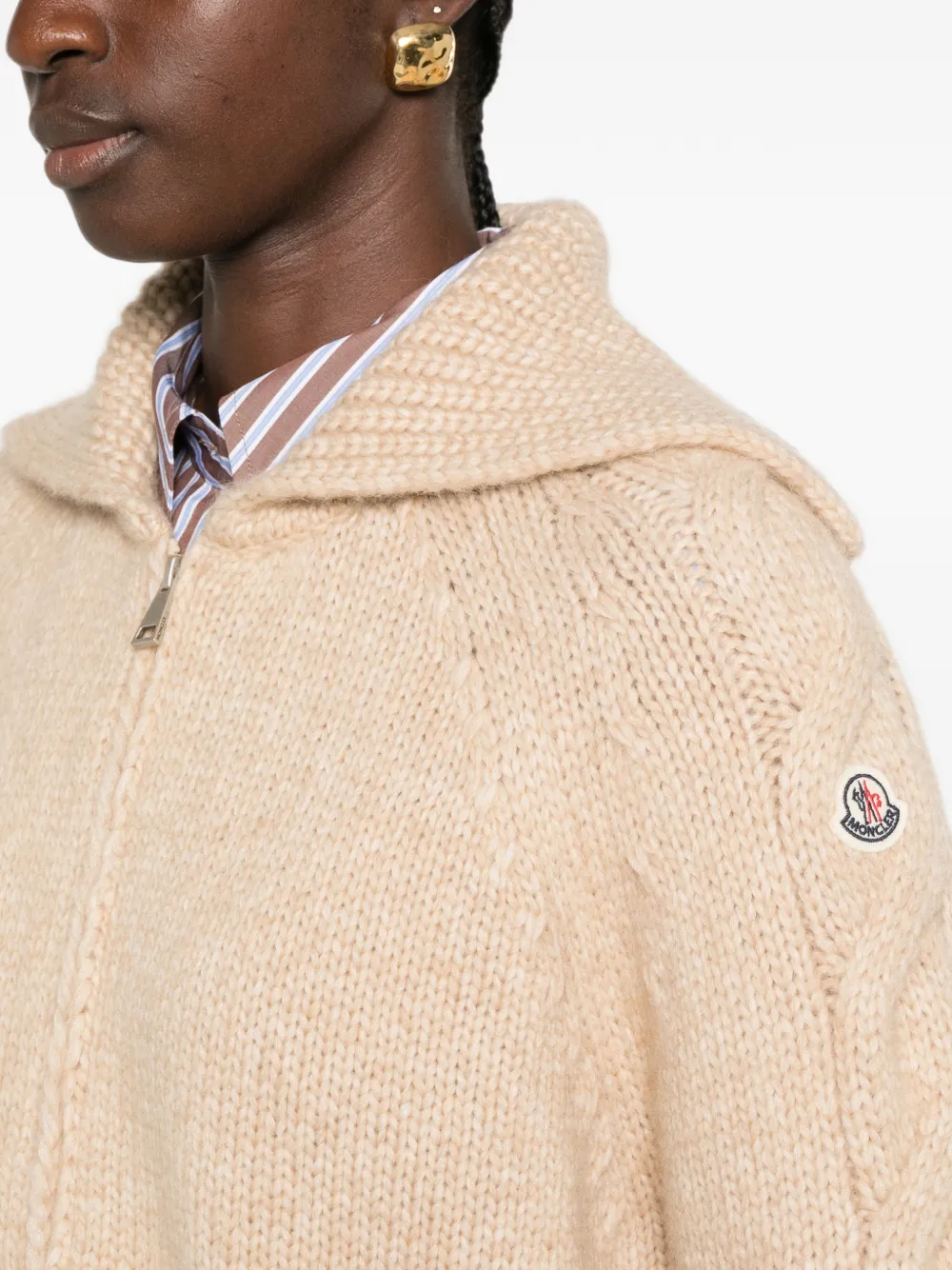 Moncler Kabelgebreide trui met rits Beige