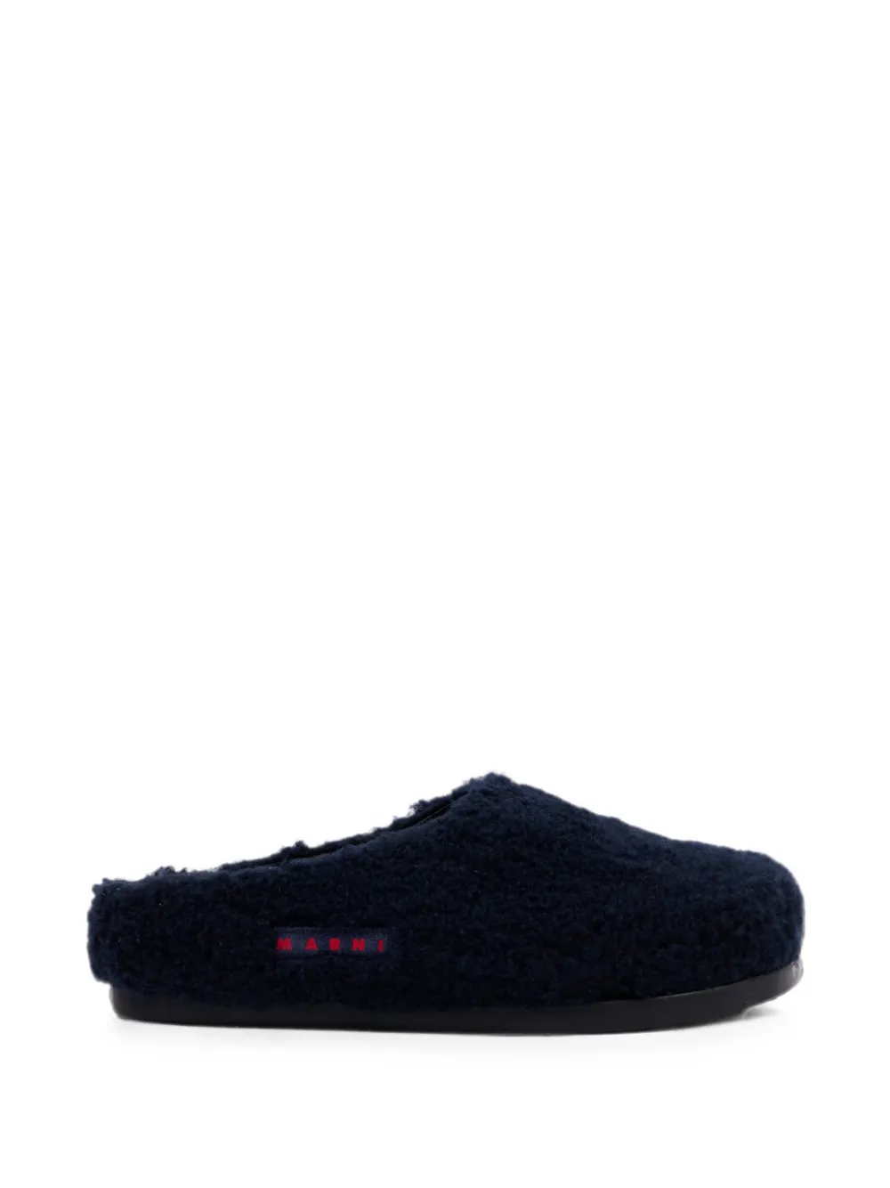 Marni Kids fleece-texture logo-patch sandals Blauw