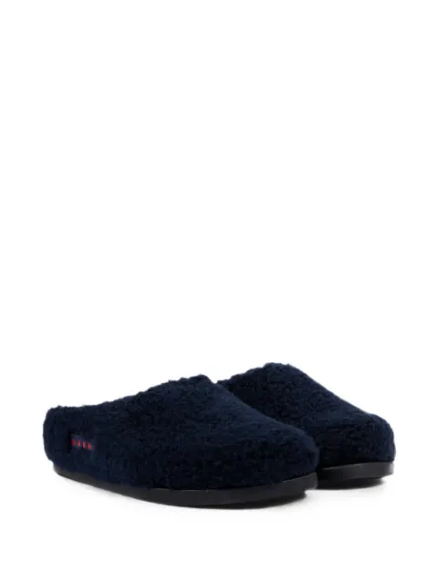 Marni Kids fleece-texture logo-patch sandals