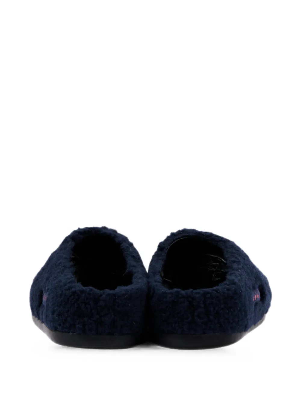 Marni Kids fleece-texture logo-patch sandals Blauw