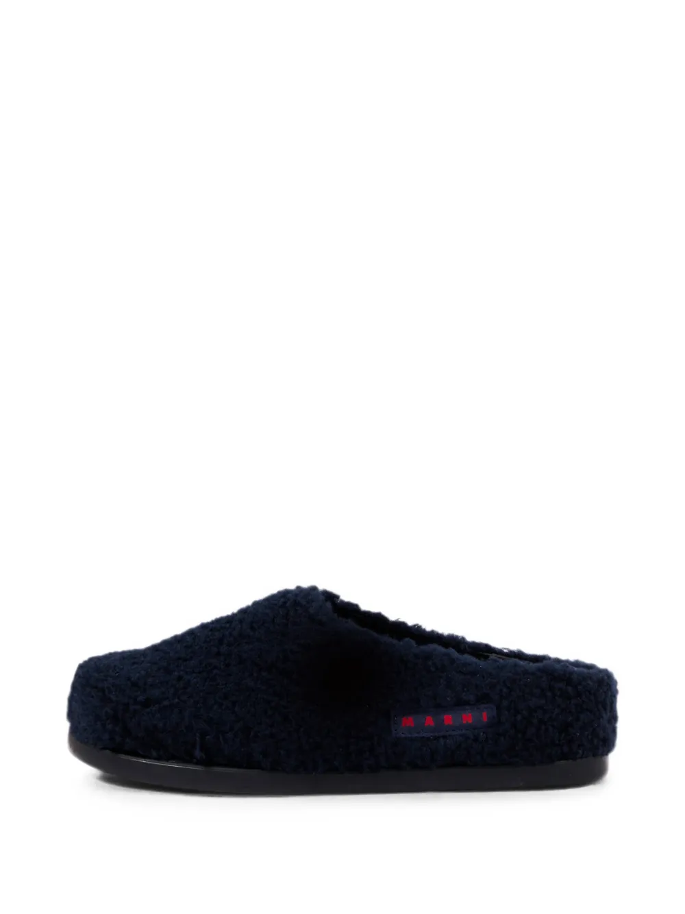 Marni Kids fleece-texture logo-patch sandals Blauw
