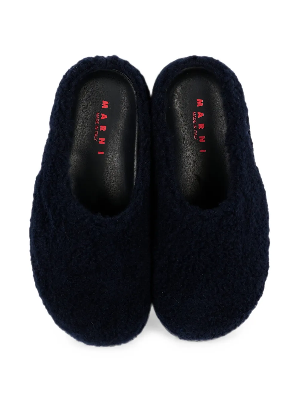 Marni Kids fleece-texture logo-patch sandals Blauw