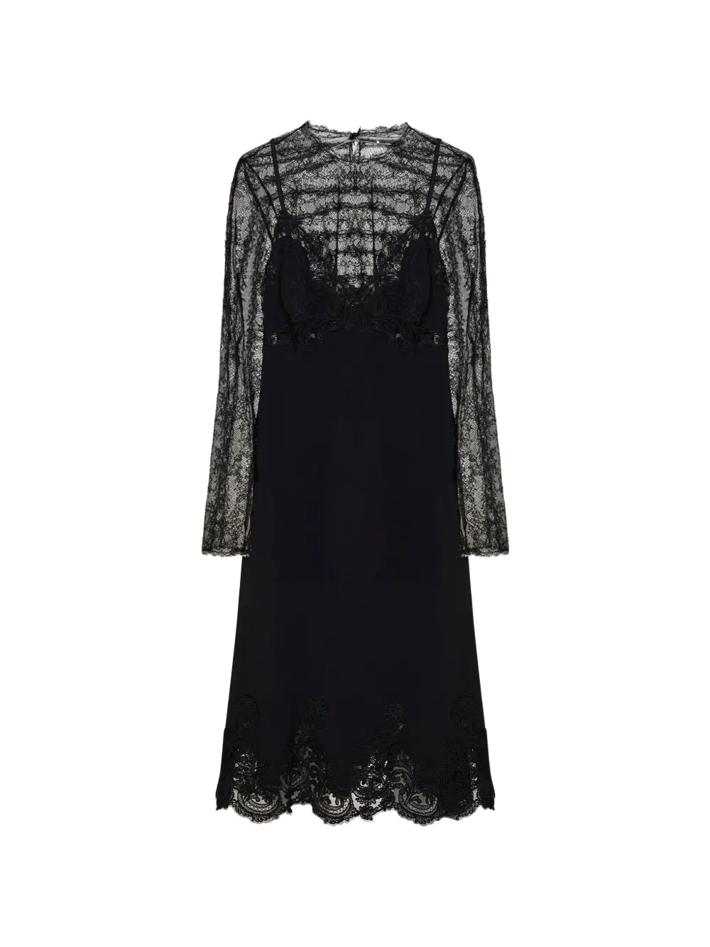 Ermanno Scervino Abito midi a maniche lunghe - Nero
