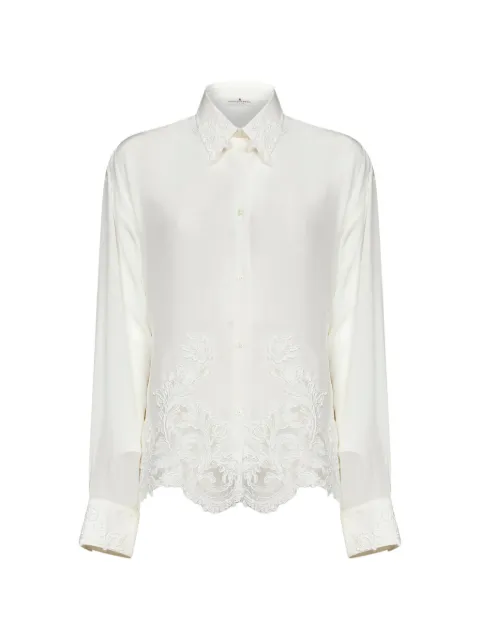 Ermanno Scervino camisa de seda con ribete de encaje