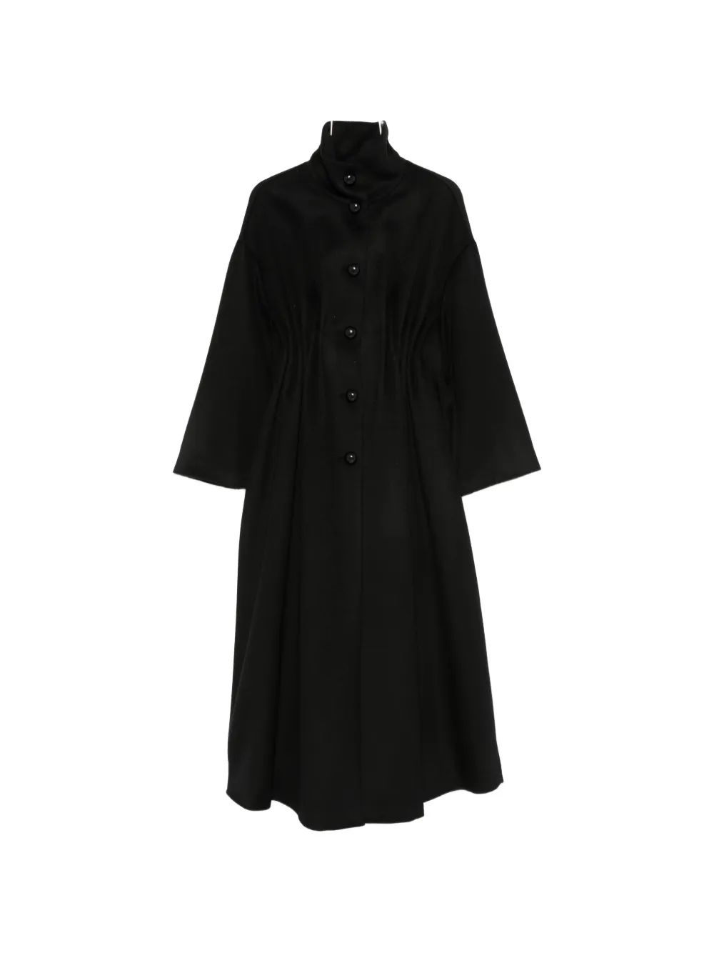 Emporio Armani ruched-waist high-neck coat - Schwarz