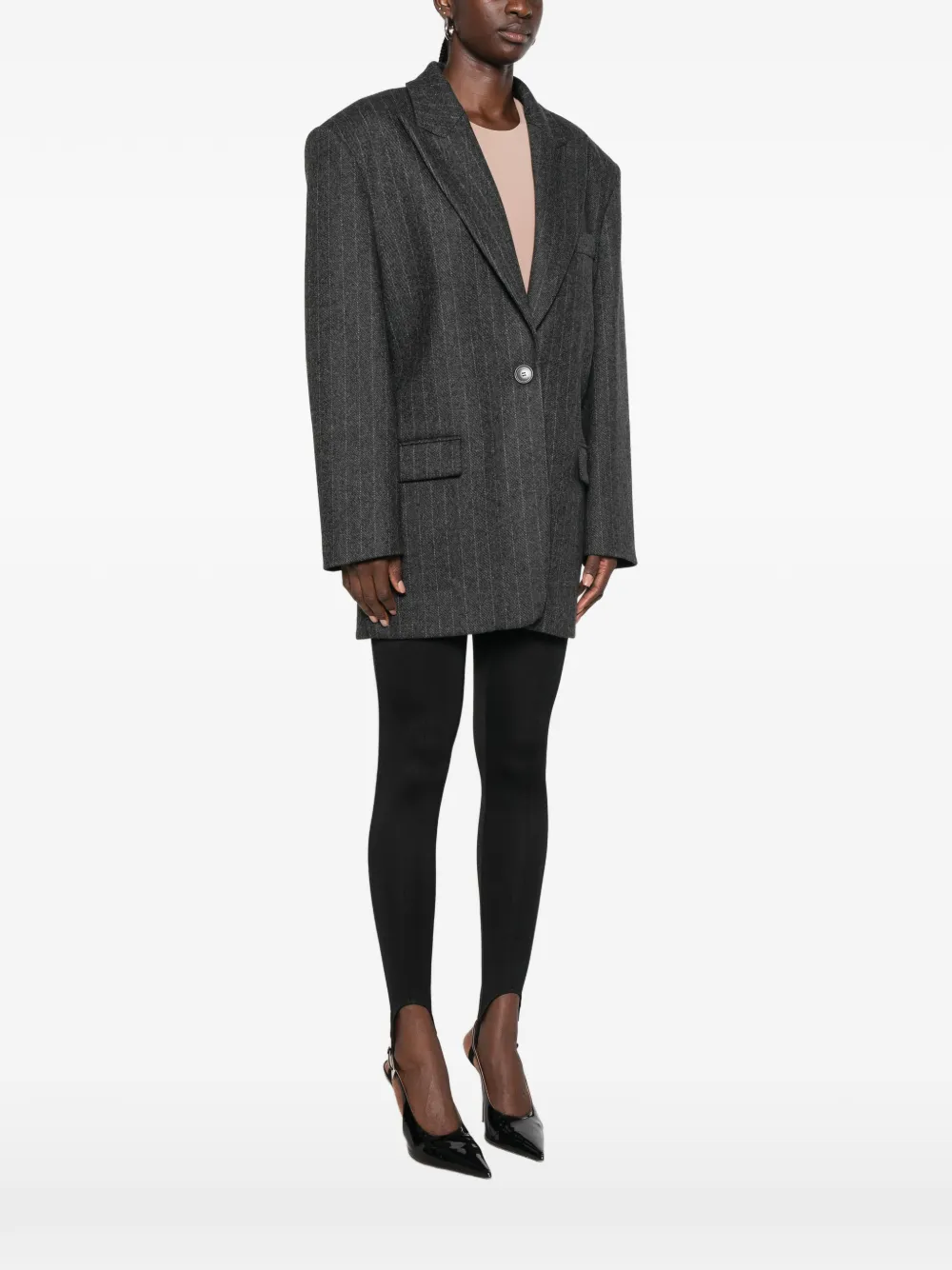 THE ANDAMANE Teresa oversized blazer met krijtstreep Grijs
