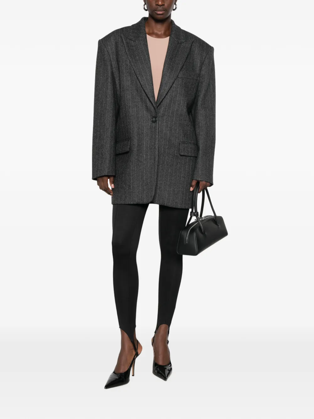 THE ANDAMANE Teresa oversized blazer met krijtstreep Grijs