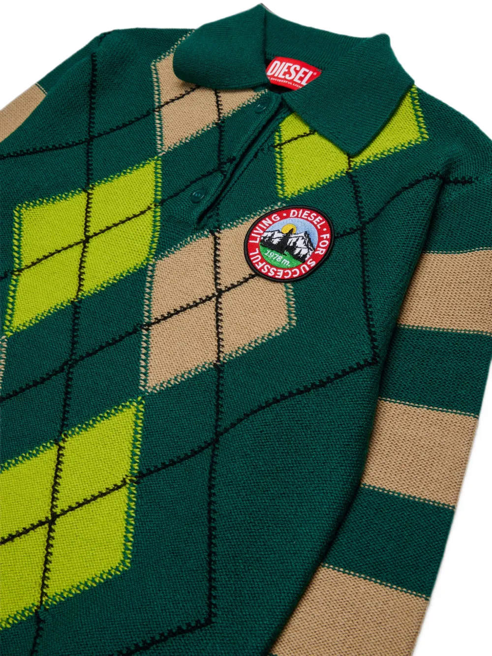 Diesel Kids Polotrui van wolblend met argyle-patroon Groen