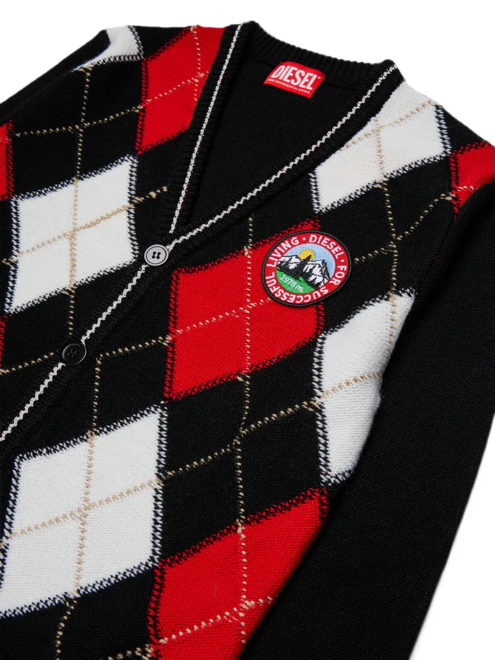 Diesel Kids Vest van wolblend met argyle-patroon Zwart