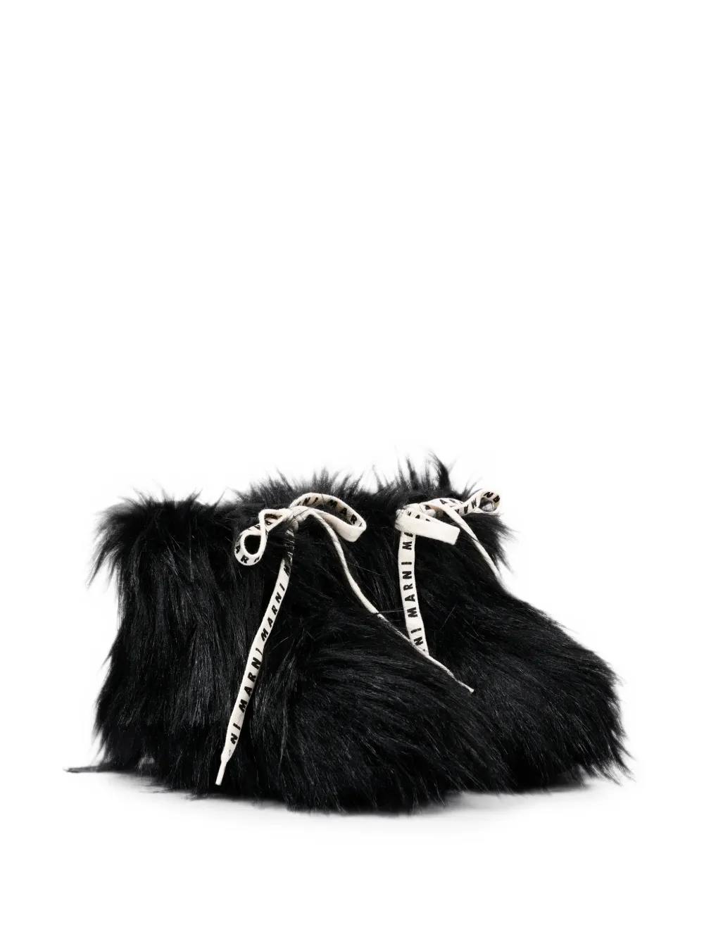 Marni Kids faux-fur logo-lace boots - Nero