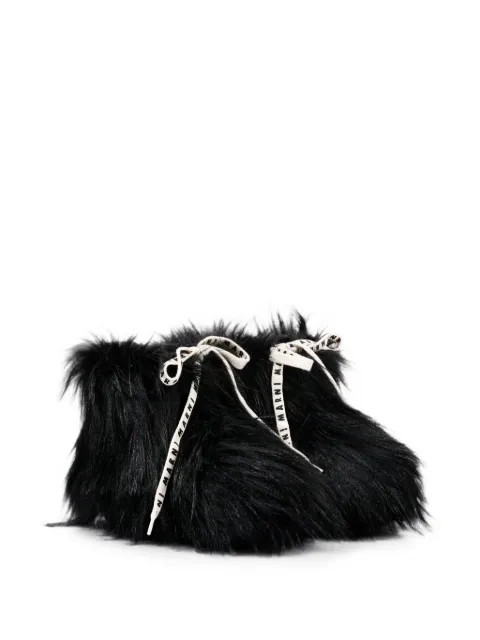 Marni Kids faux-fur logo-lace boots