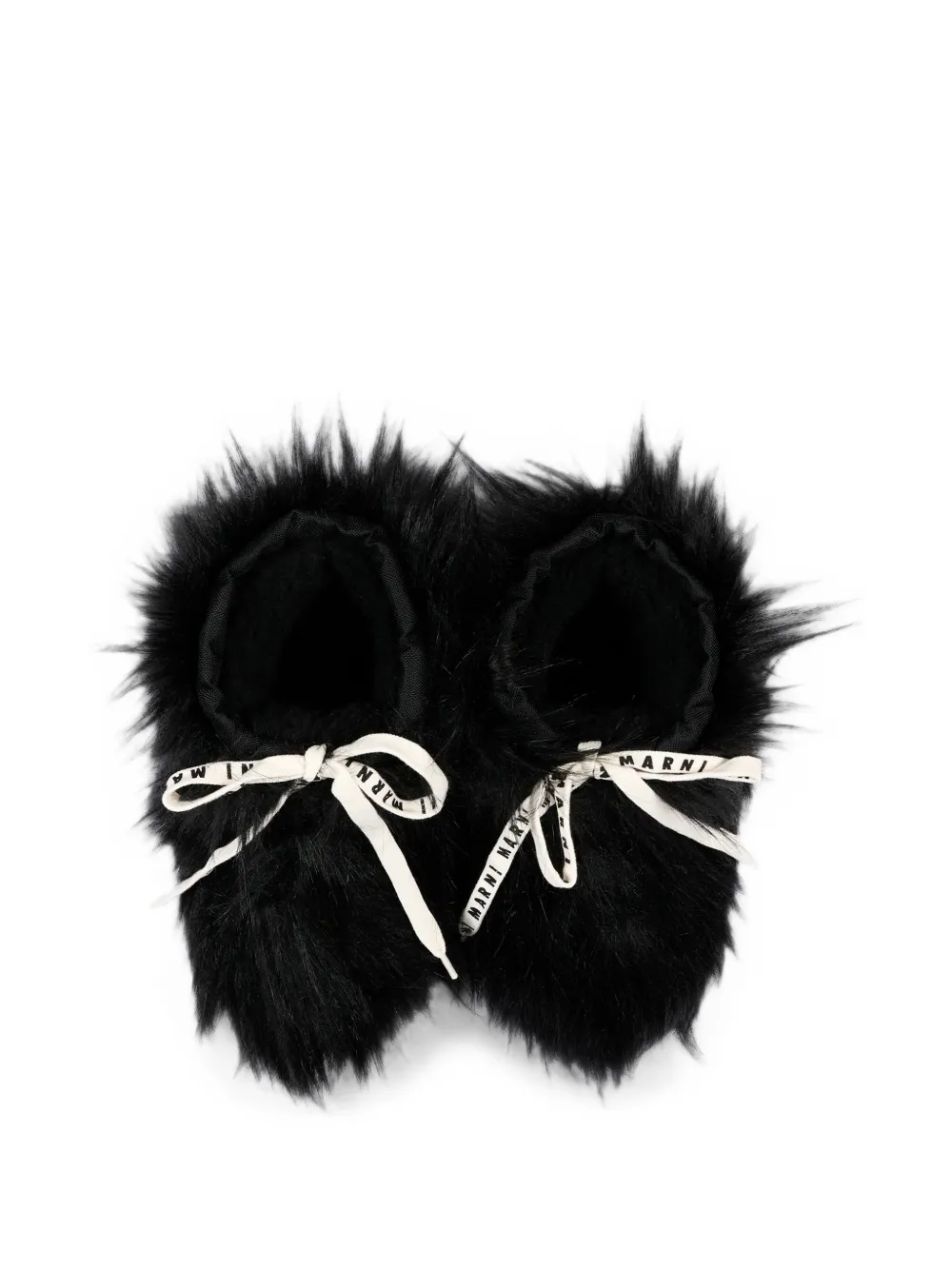 Marni Kids faux-fur logo-lace boots Zwart