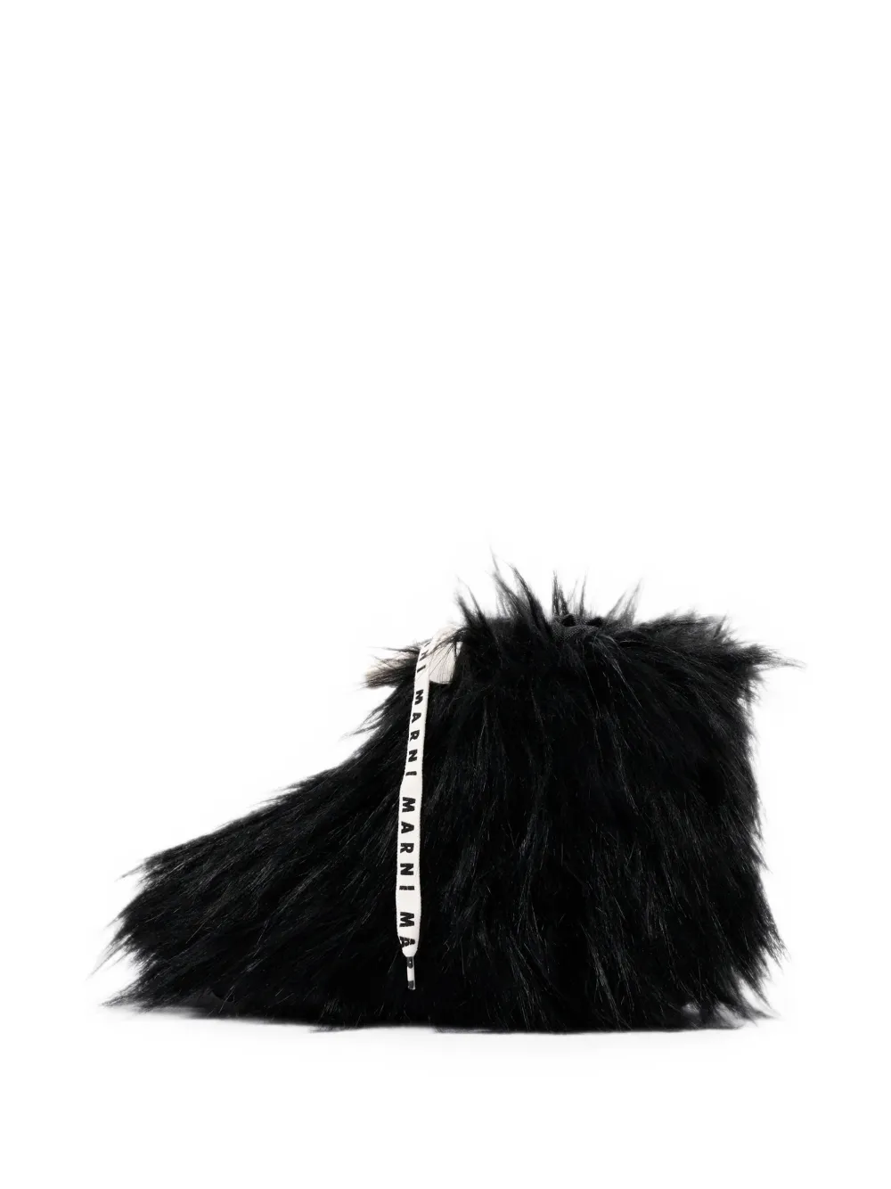 Marni Kids faux-fur logo-lace boots Zwart