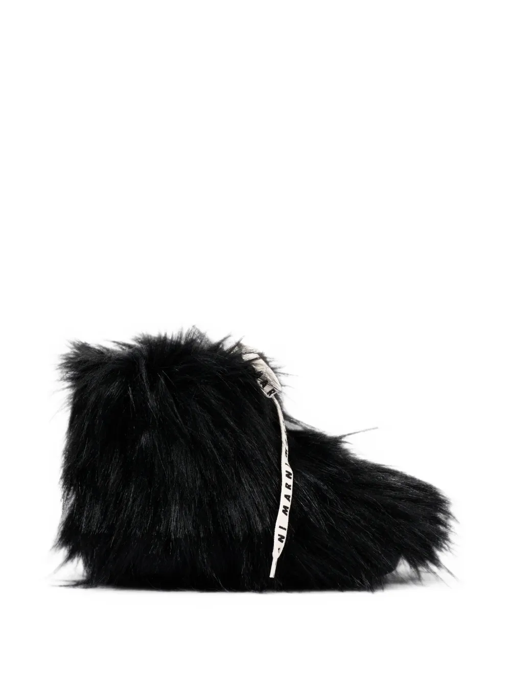 Marni Kids faux-fur logo-lace boots Zwart
