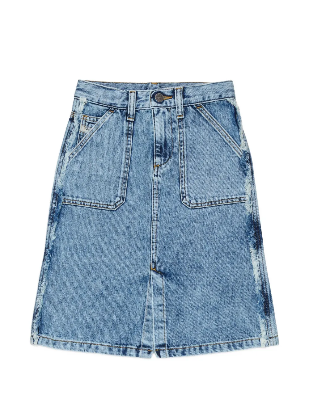 Diesel Kids frayed denim skirt with rose patch - Blu