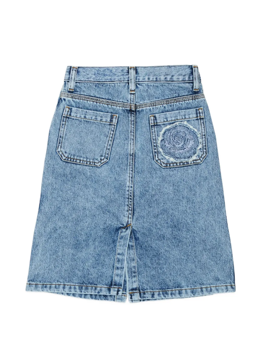 Diesel Kids Denim rok met roospatch en franje Blauw