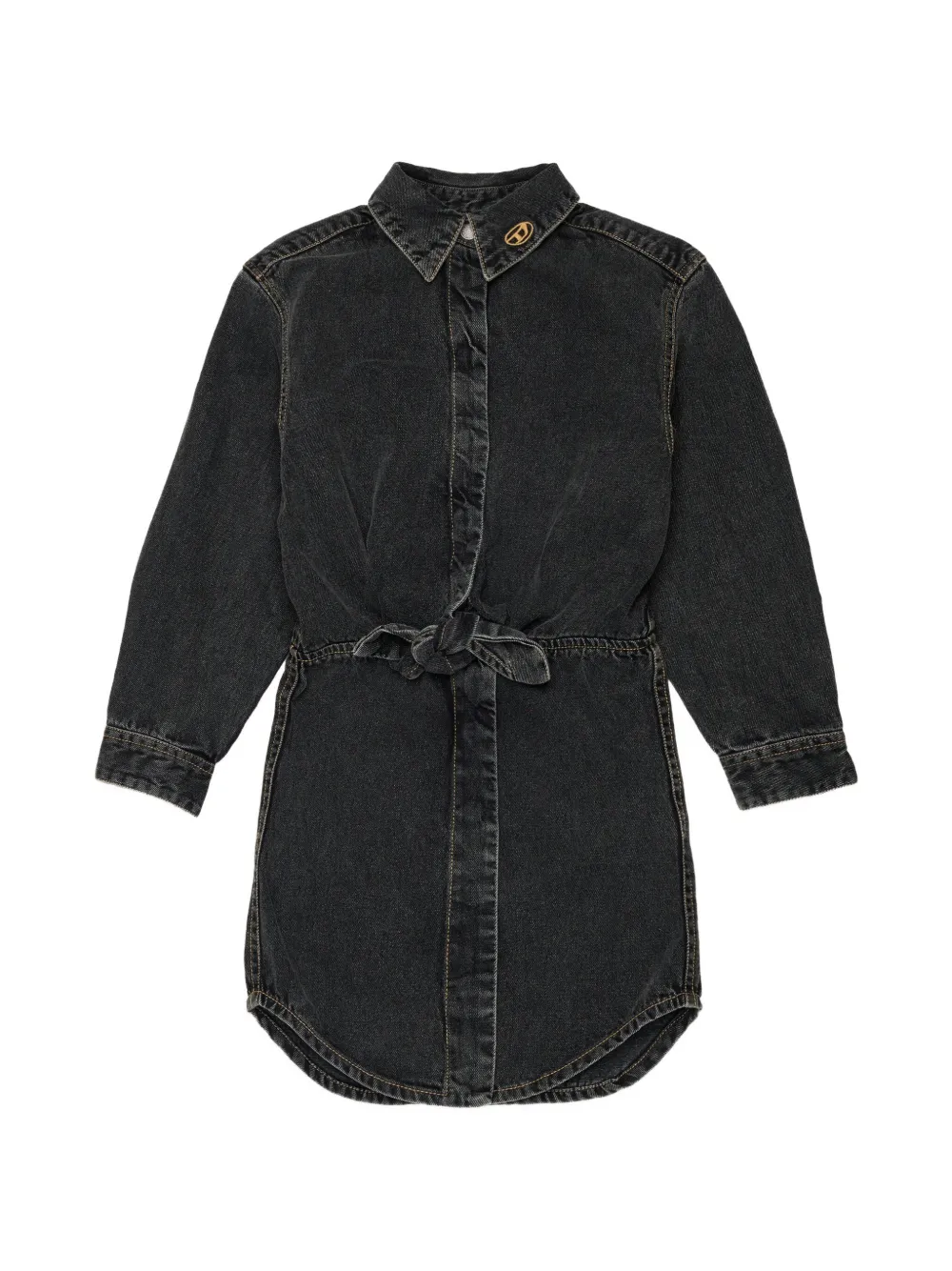 Diesel Kids denim shirt dress with tie-knot waist - Nero