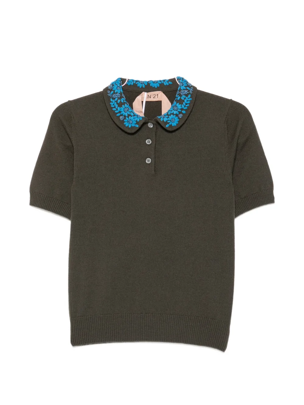 Nº21 embroidered-collar polo shirt - Verde