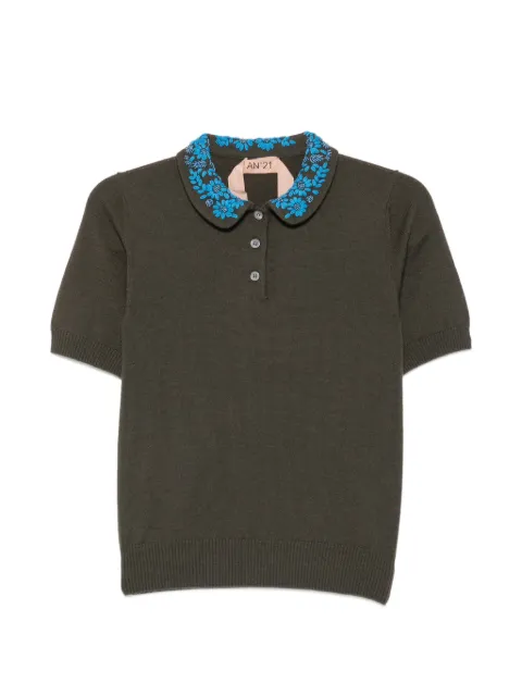 Nº21 embroidered-collar polo shirt