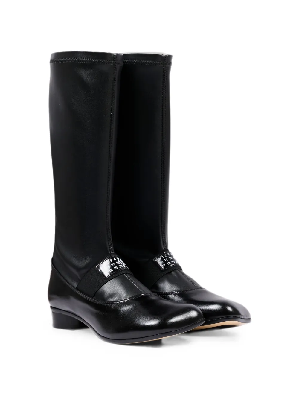 MM6 Maison Margiela Kids logo-patch leather boots Zwart