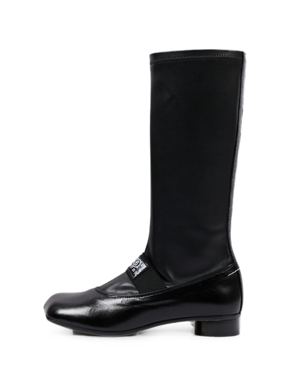 MM6 Maison Margiela Kids logo-patch leather boots Zwart
