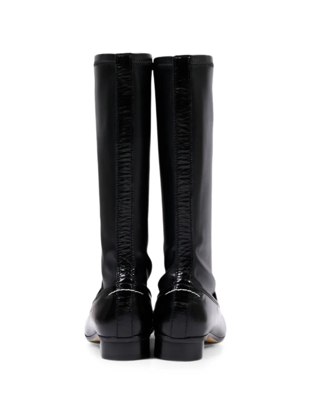 MM6 Maison Margiela Kids logo-patch leather boots Zwart