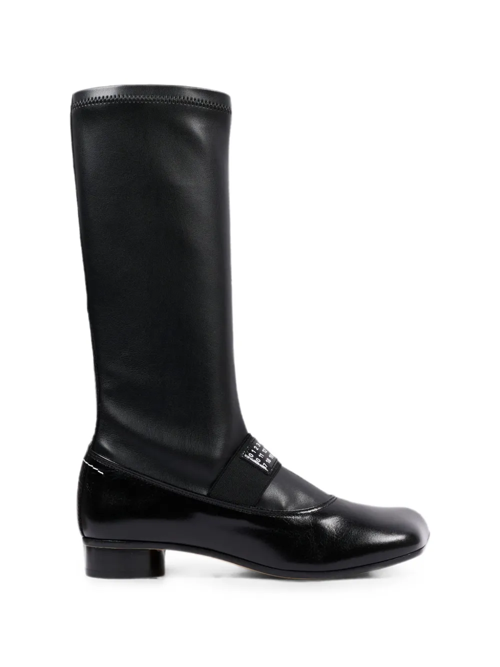 MM6 Maison Margiela Kids logo-patch leather boots Zwart
