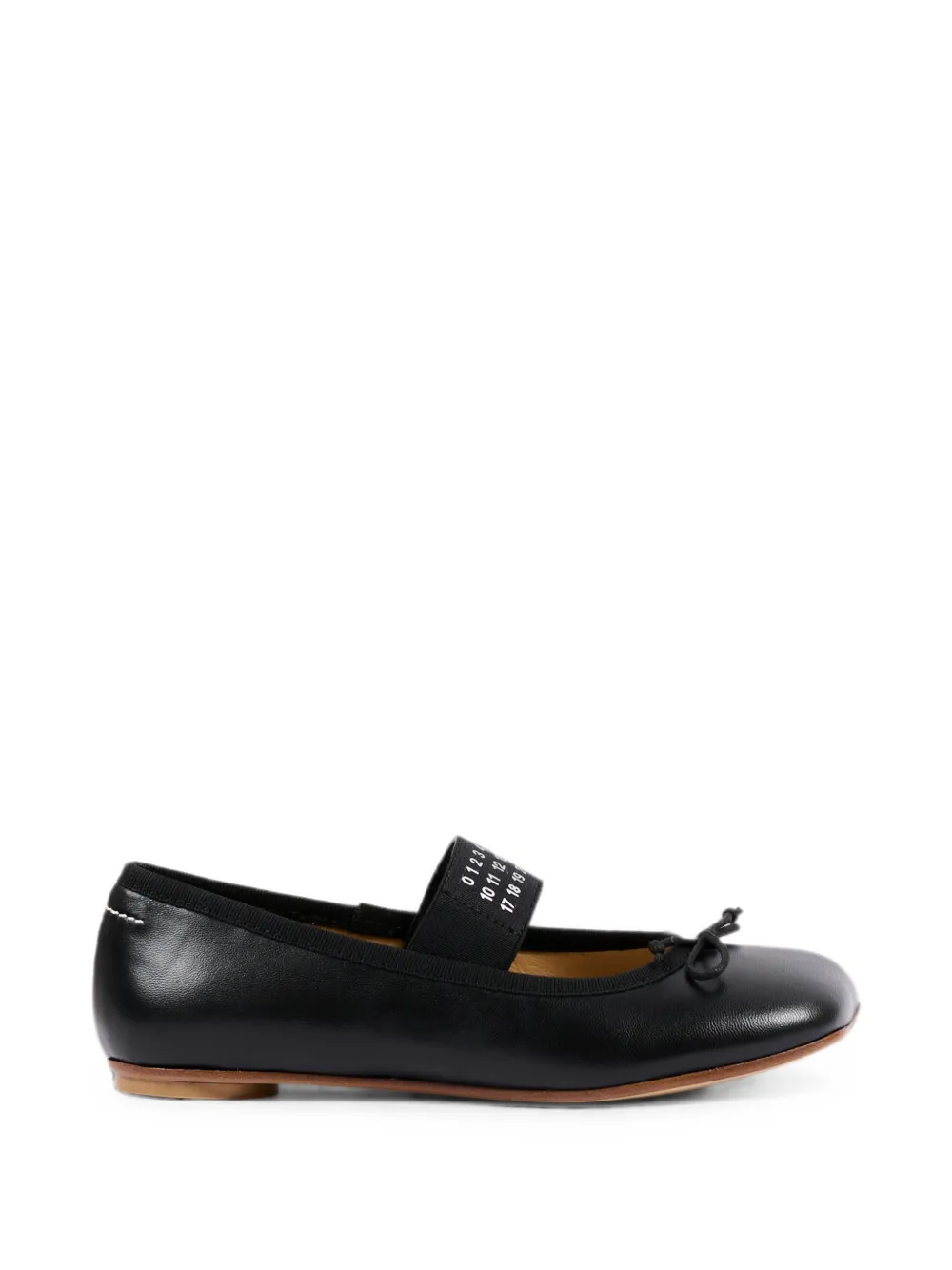 MM6 Maison Margiela Kids logo-strap bow-detail ballet flats Zwart