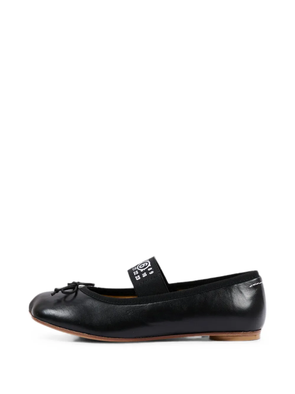 MM6 Maison Margiela Kids logo-strap bow-detail ballet flats Zwart