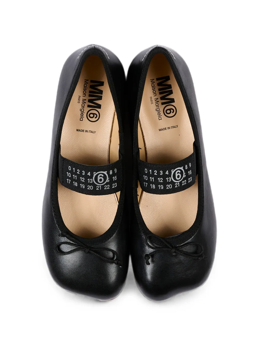 MM6 Maison Margiela Kids logo-strap bow-detail ballet flats Zwart